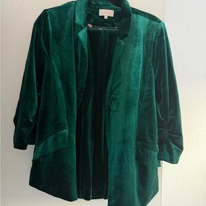 Skies are Blue Emerald Green Velvet Women's Jacket and Pants